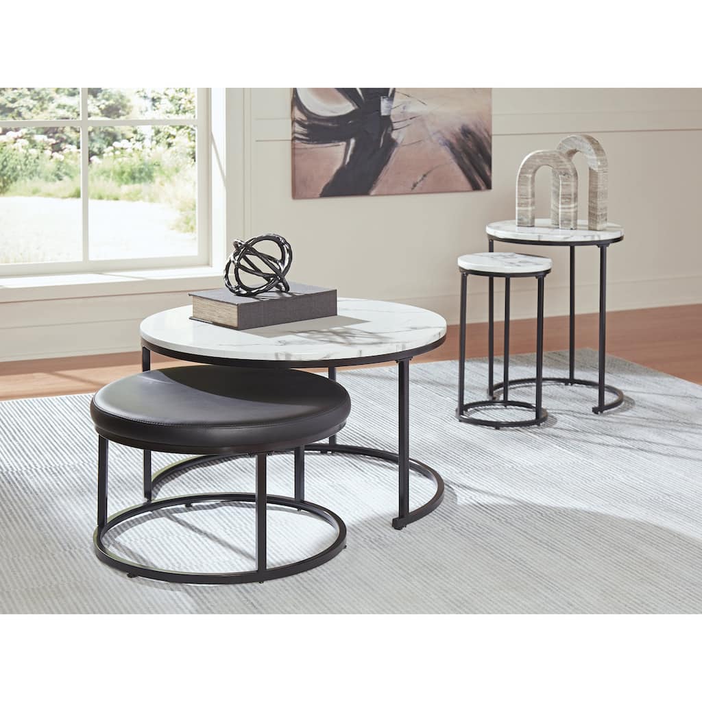 Signature Design by Ashley Jusmour Black/White Table (Set of 4) - 32"W x 32"D x 18"H