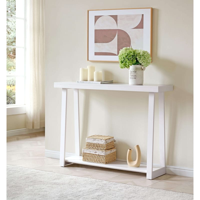 Emma Collection Wood 36" Modern Console Table with Shelf - White