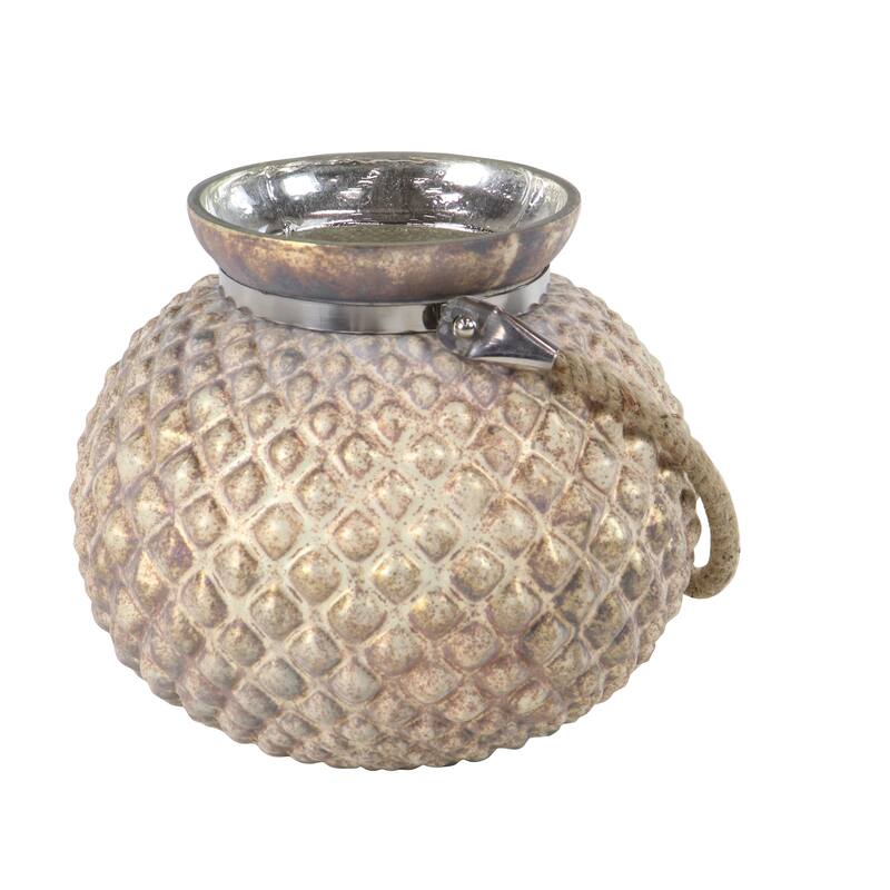 Green Glass Natural Candle Holder Set of 2 9 x 11 x 11