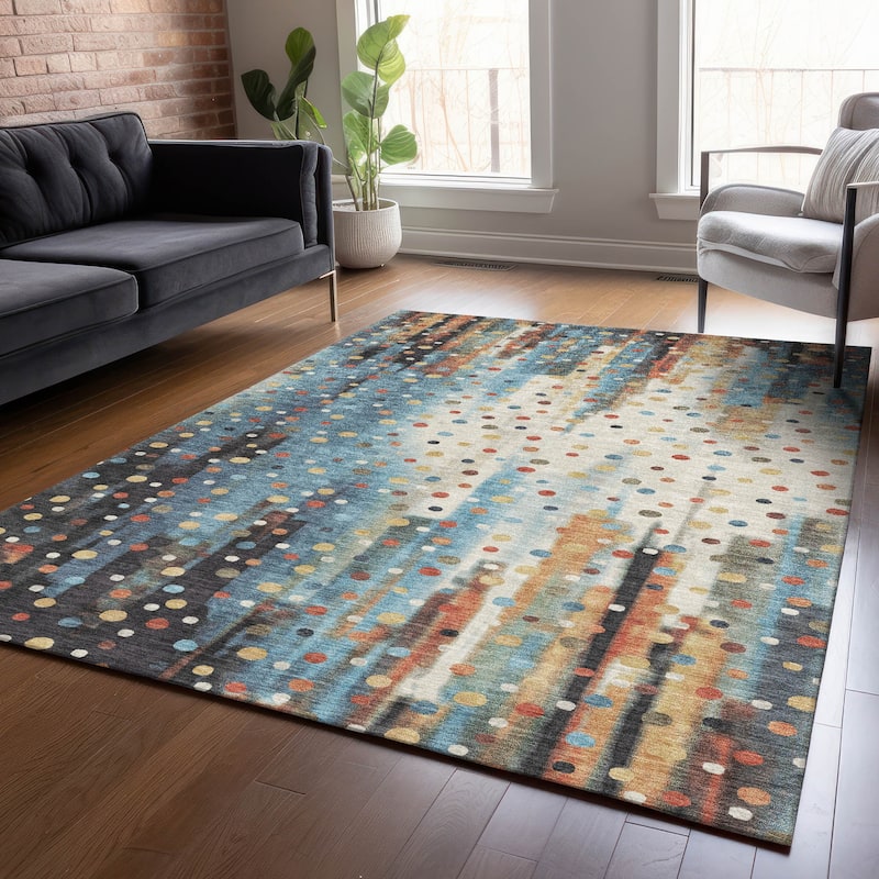Machine Washable Indoor/Outdoor Modern Confetti Chantille Rug