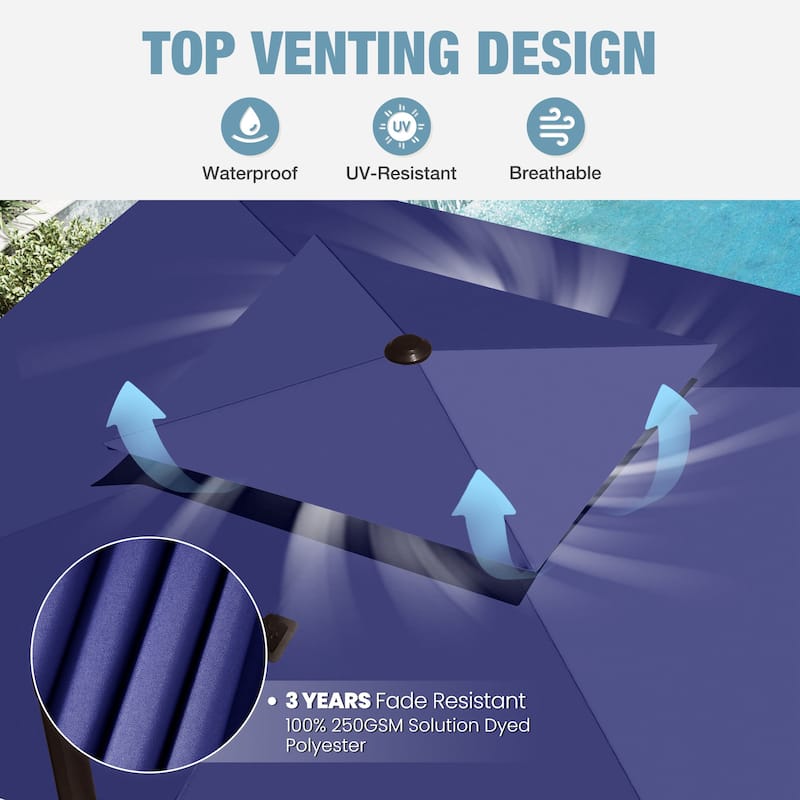 VredHom 9X11FT Outdoor Dual Wind Vent Offset Cantilever Patio Umbrella