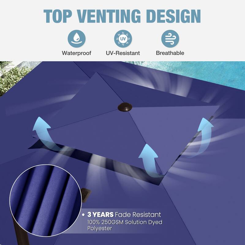 VredHom 9x11 FT Outdoor Patio Double Top Cantilever Umbrella with Wheel Base