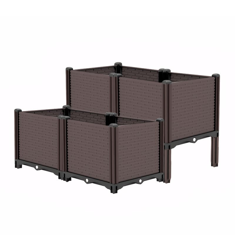 Raised Garden Beds Outdoor, Polypropylene Planter Boxes Outdoor, Garden Box with Drain Outlet
