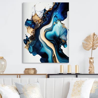 Designart 'Abstract Marble Geode Blue II' Abstract Marble Metal Wall Art