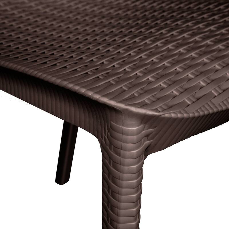 Kent Modern Outdoor Stackable Rattan Style Patio Dining Chair in Weave Design Side Armchair - 35" Height