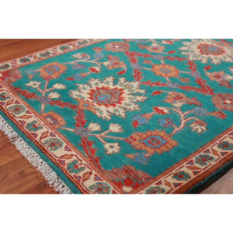 Traditional Kazak Oriental Foyer Rug Hand-Knotted Floral Wool Carpet - 2'0"x 3'0"