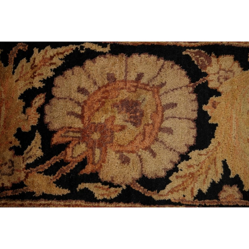 Red Floral Agra Indian Area Rug Handmade Wool Carpet - 9'0" x 12'5"