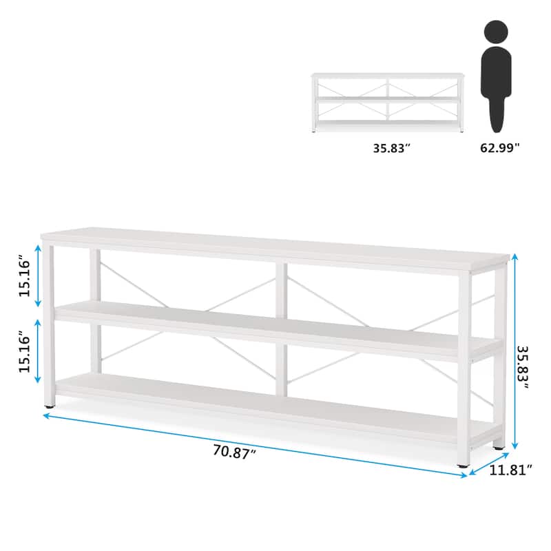 70.8" Extra Long Narrow Console Table Sofa Table Entryway Table with 3 Tiers Storage Shelves