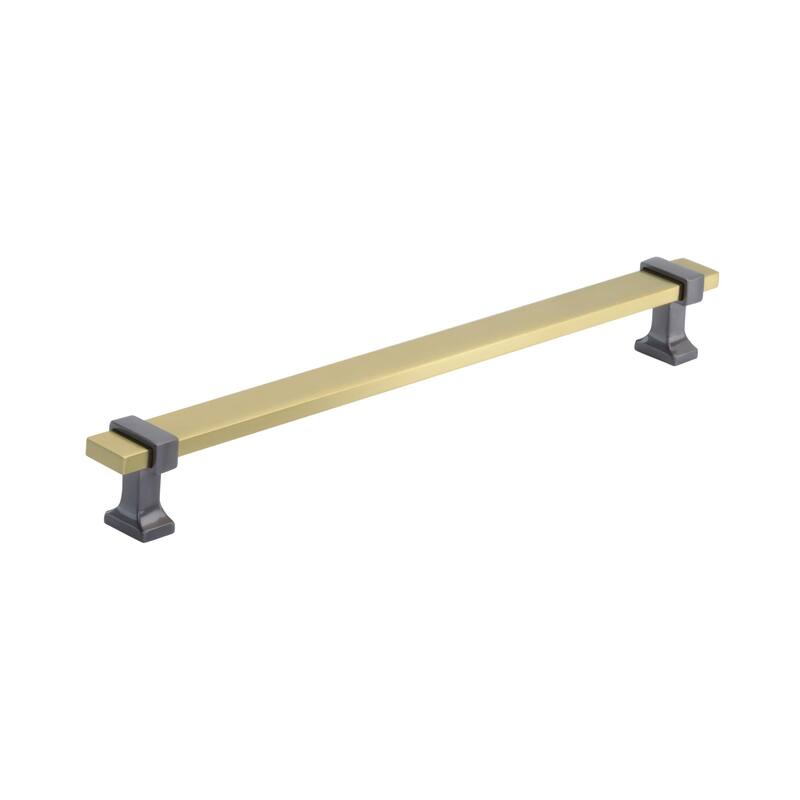 Amerock Overton Cabinet or Furniture Pull - 8-13/16 in (224 mm) Center-to-Center - Brushed Gold/Black Chrome