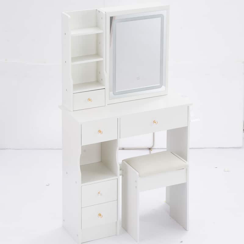 29.2" Compact Left-Drawer Vanity Set with LED Mirror and Power Station