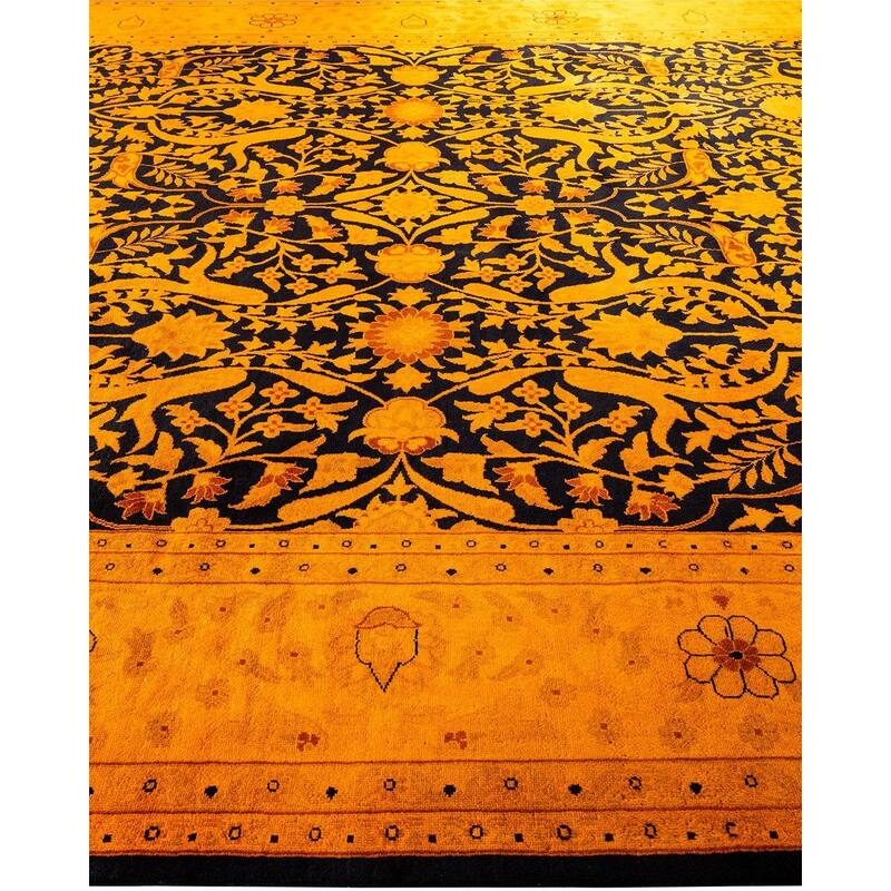 Overdyed, One-of-a-Kind Hand-Knotted Area Rug - Black - 9' 2" x 12' 3"