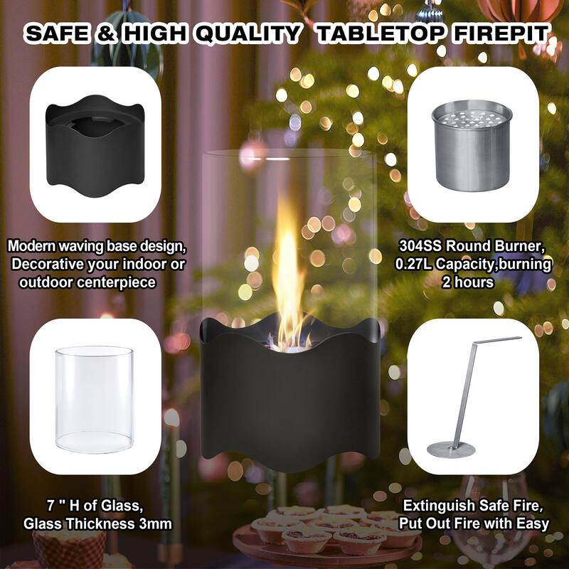 Portable Table Top Fire Pit Burner Heater Black