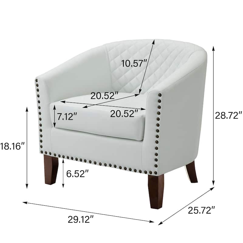 Faux Leather Barrel Accent Chair