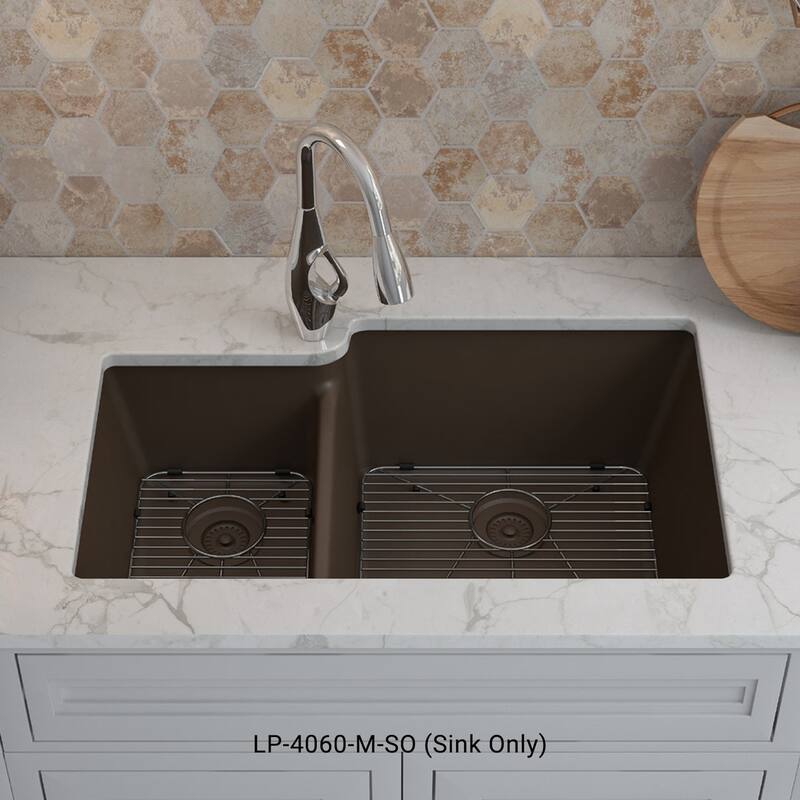 32 Inch Lexicon Platinum Quartz Composite Drop-in Undermount Galaxy Mocha - 19" W x 32" L x 9.75" H