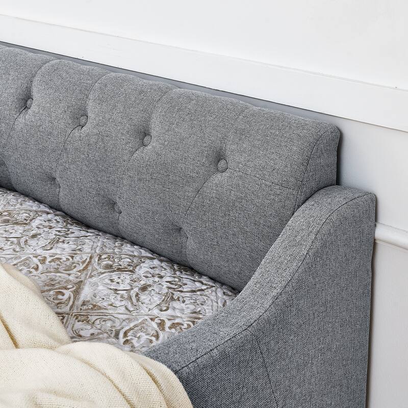 Upholstery Daybed with Erectable Trundle & USB Design