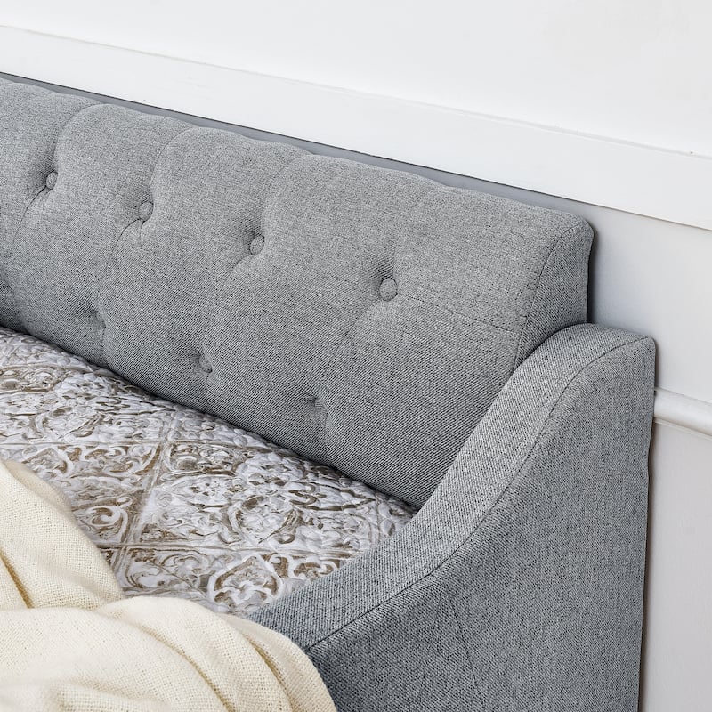 Upholstery Daybed with Twin Size Erectable Trundle and USB Charging Design