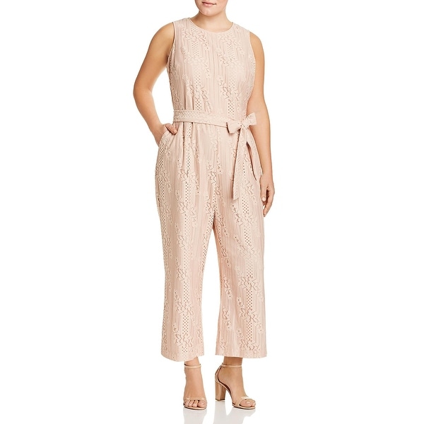 Vince Camuto Womens Plus Jumpsuit Lace Cropped - Peach Bellini