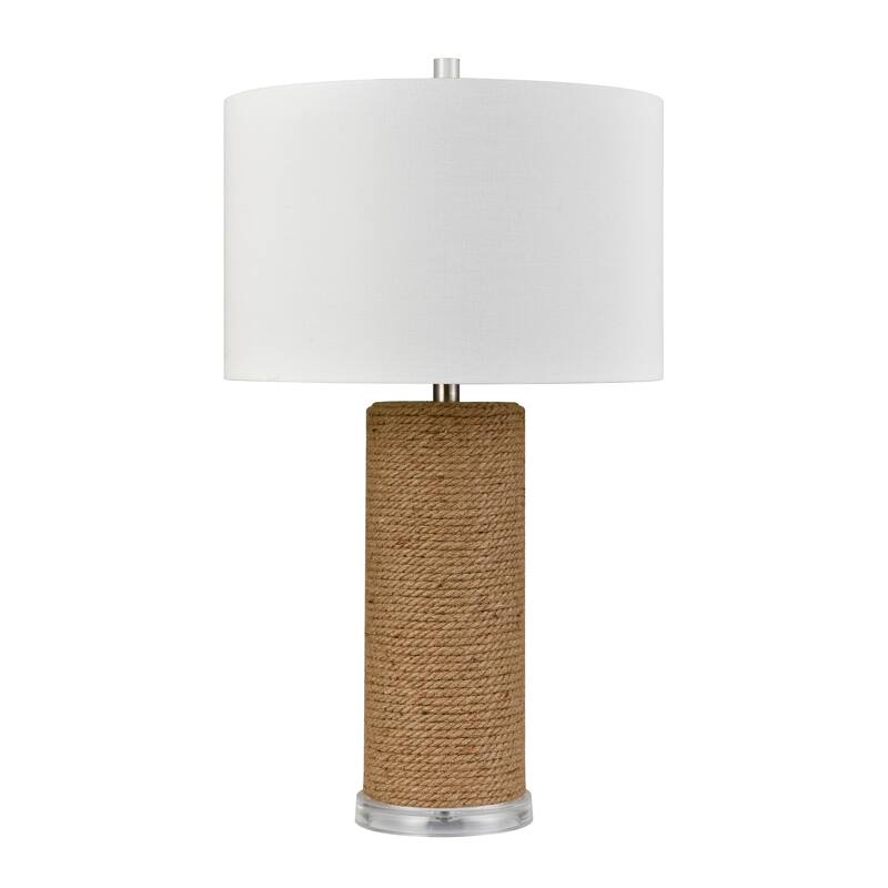 Elk Home Sherman Natural With White Linen Drum Shade Table Lamp