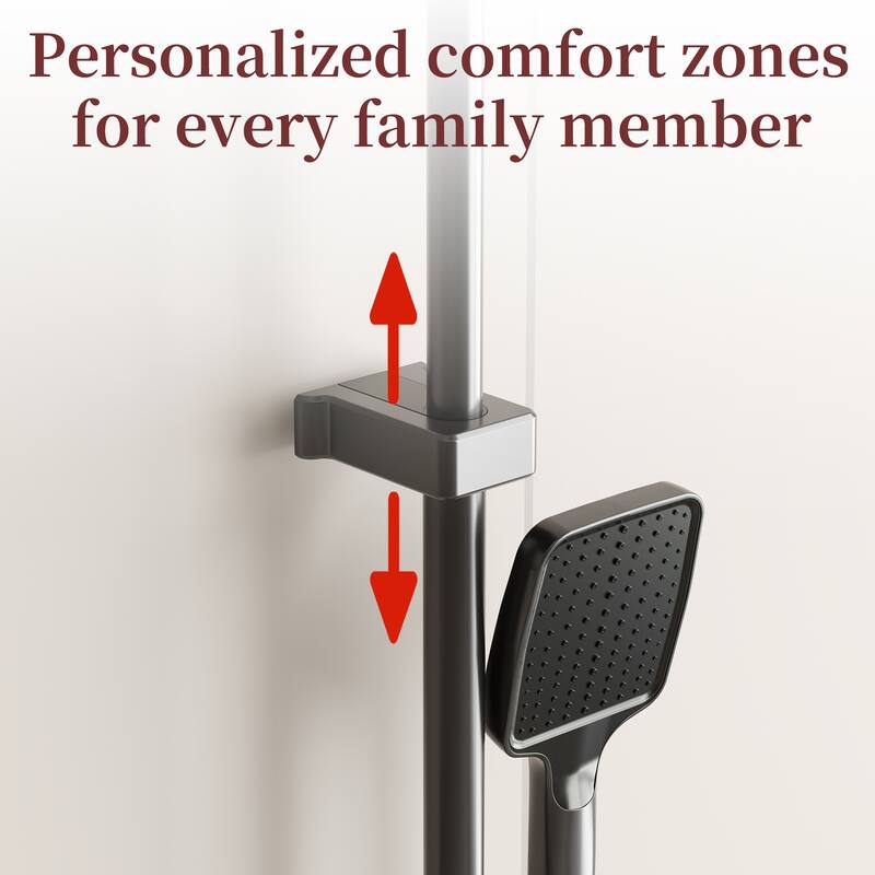Gunmetal Rainfall Shower System with Handheld Shower 4 Function Shower Faucet Set Wall Mounted Bathroom Shower Column System
