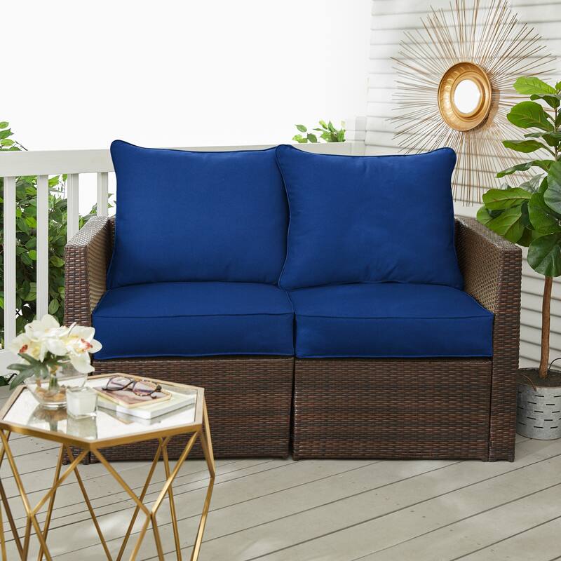 Sorra Home Outdoor Loveseat Pillow and Cushion Set - Poly Solid - Navy - 25 in W x 25 in D x 5 in H