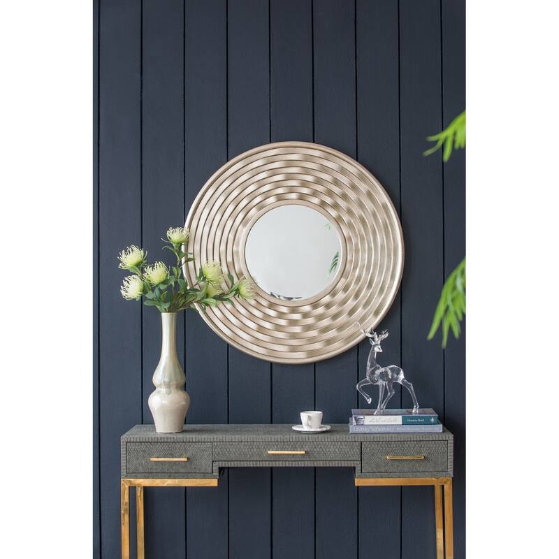 Round Wall Mounted Mirror - Home Decor for Bathroom, Living Room - Silver