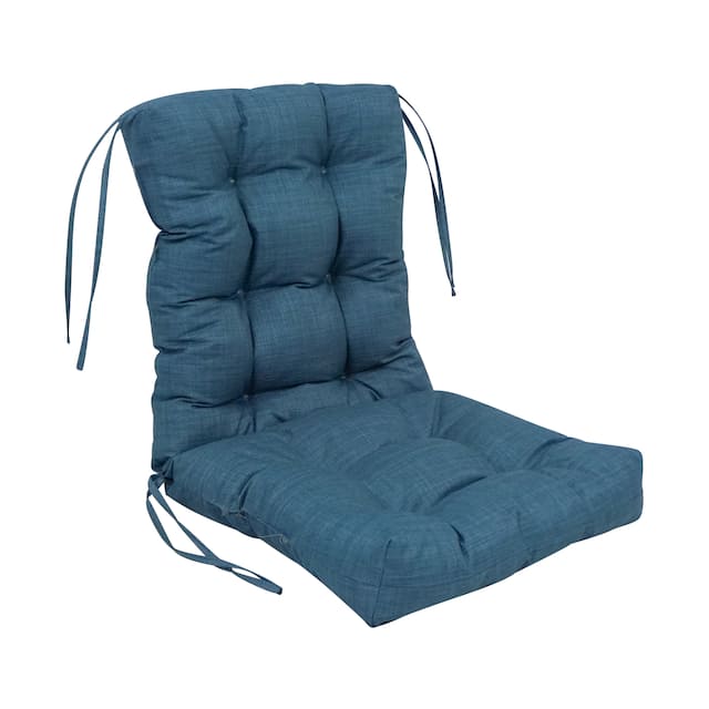 Multi-section Tufted Outdoor Seat/Back Chair Cushion (Multiple Sizes) - 18" x 38" - Sea Blue
