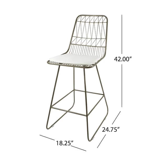 dimension image slide 3 of 4, Niez Outdoor Wire Counter Stools (Set of 4) by Christopher Knight Home - N/A