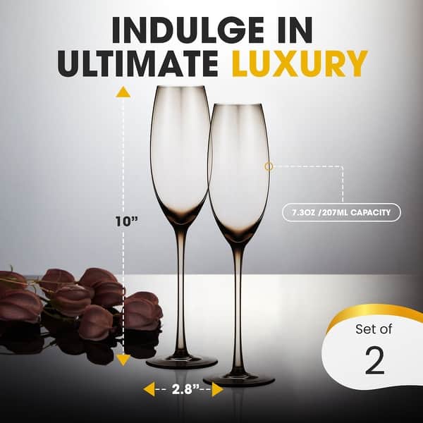 Berkware Luxurious and Elegant Sparkling Colored Glassware - Champagne Flutes