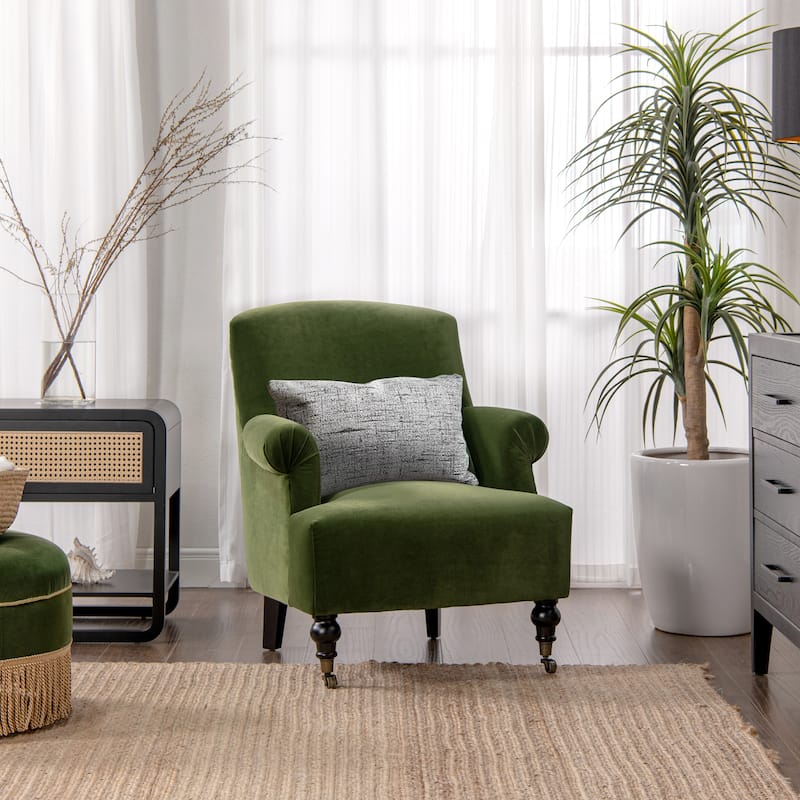 Eloise 30" Transitional Velvet Pleated Sock Arm Accent Chair