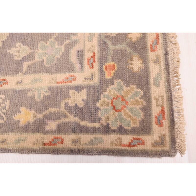 ECARPETGALLERY Hand-knotted Modern Oushak Dark Grey Wool Rug - 4'1 x 5'11