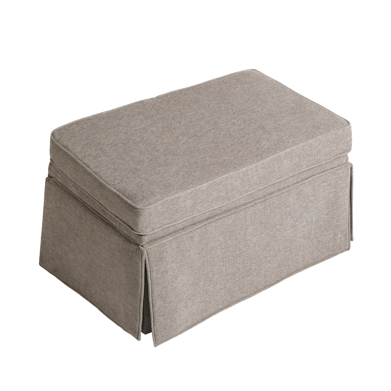 2 Set Rectangle Chenille Upholstered Storage Ottoman
