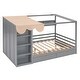 preview thumbnail 15 of 25, Multifunction Full Size House Bed Frame w/ 2 Drawers & Built-in Wardrobe(with Curtain), Wood Storage Bed Frame for Kids, Teens