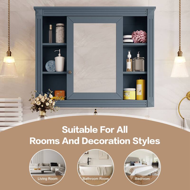 35'' x 28'' Wall Mounted Bathroom Storage Cabinet, Medicine Cabinet, Modern Bathroom Wall Cabinet with Mirror