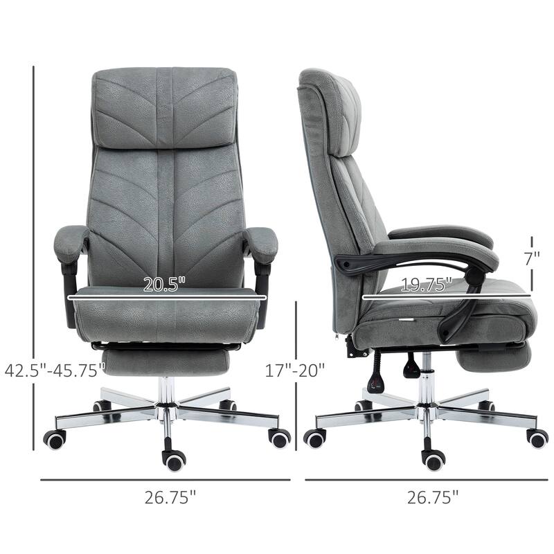 Vinsetto High-Back Executive Office Chair with Footrest, Microfiber Computer Chair with Reclining and Armrest, Ergonomic Chair