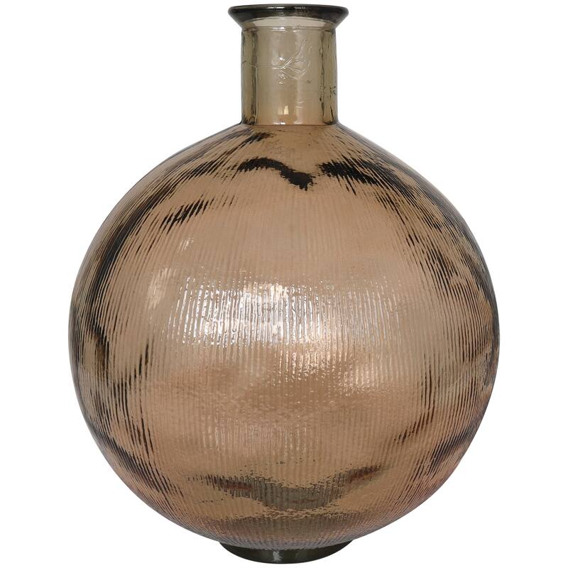 Contemporary Recycled Glass Handmade Ribbed Spanish Bottle Vase - Brown or Clear