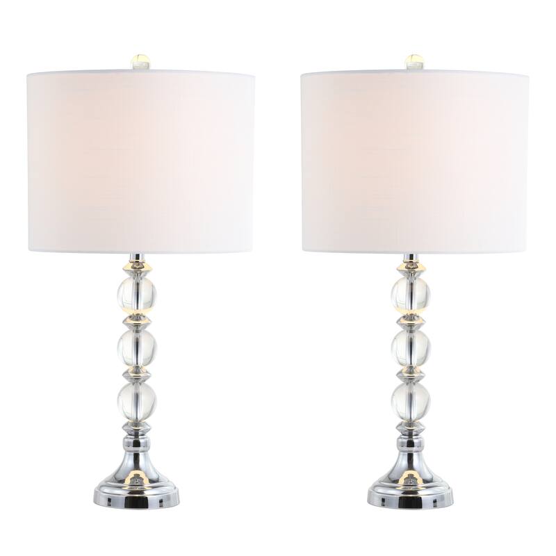 Richard 26" Crystal/Metal LED Table Lamp, Clear/Chrome (Set of 2) by JONATHAN Y