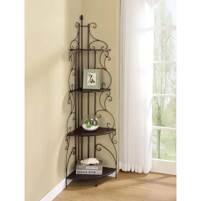 Cappuccino 4-shelf Corner Bookcase - Cappuccino