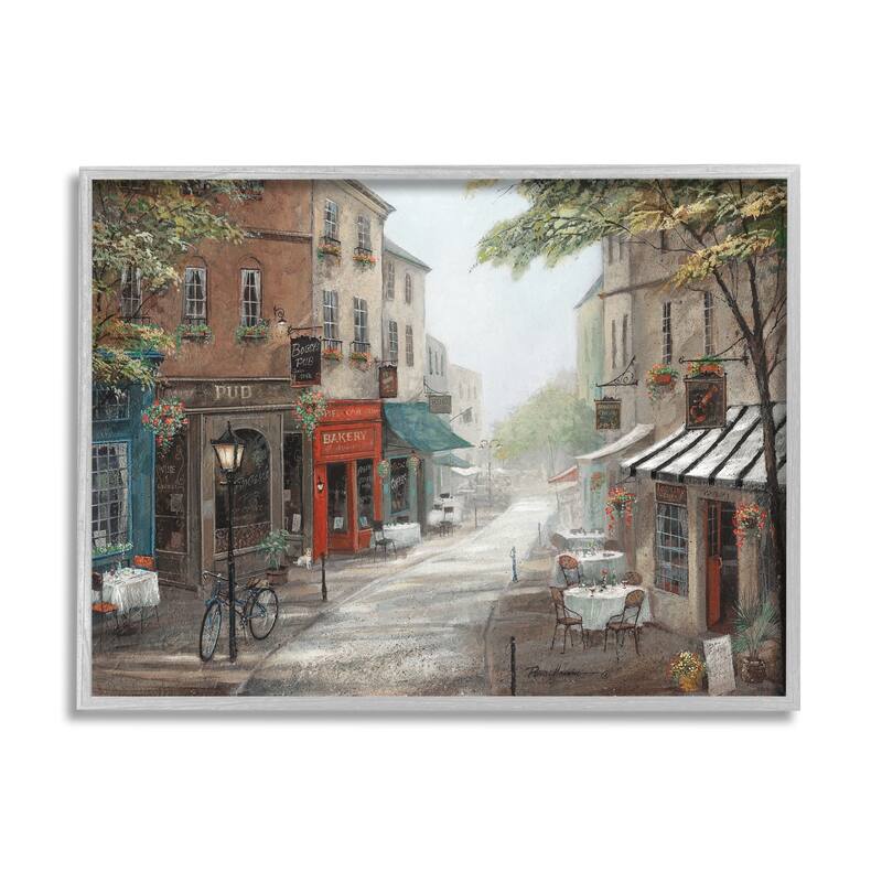 Stupell Classic European Urban Street Vintage Bistro Architecture Framed Wall Art