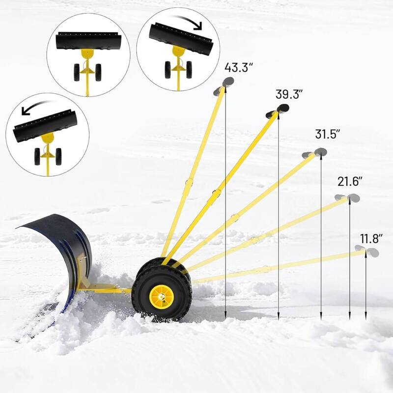 Heavy Duty Single Rod 36-Inch Steel Snow Shovel Plow for Driveways, Sidewalks, Yards