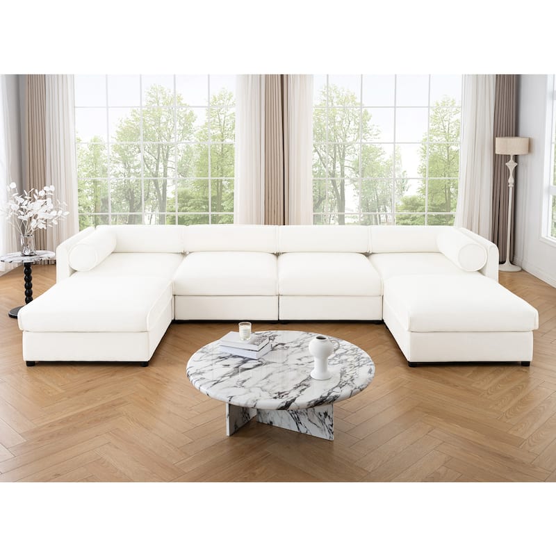 U Shaped Convertible Modular Sectional Sofa Deep Seat Storage Couch