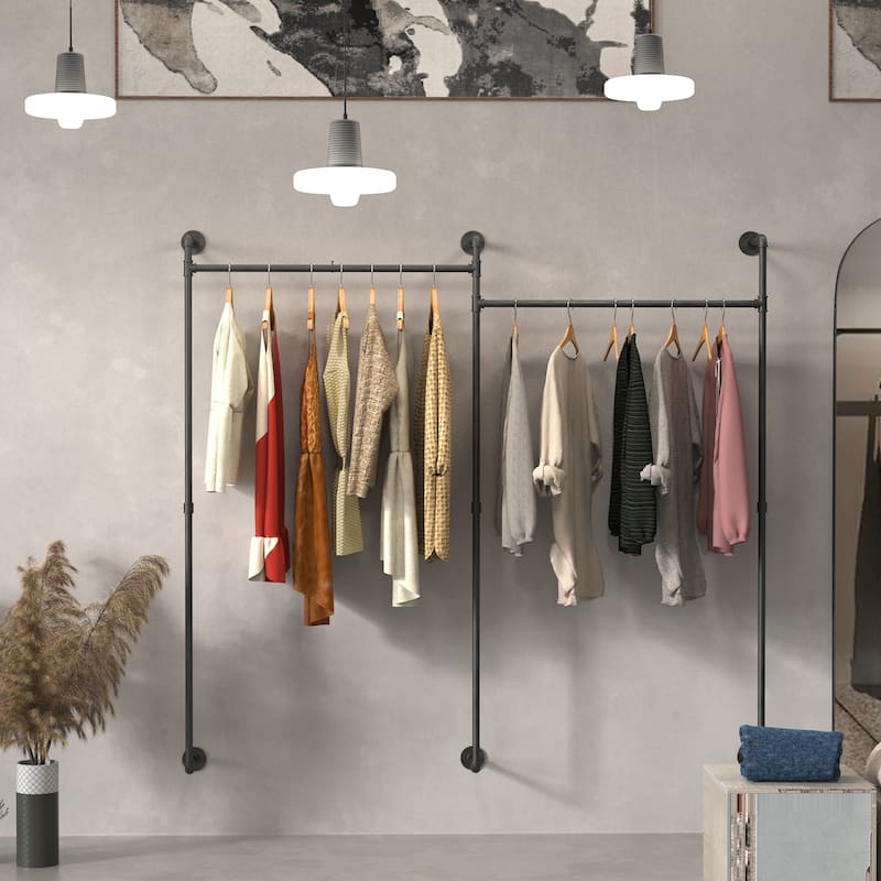 Industrial Pipe Wall Mounted Clothes Rack