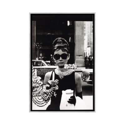 iCanvas "Audrey Hepburn As Seen Through Tiffany's Storefront Window" by Radio Days Framed