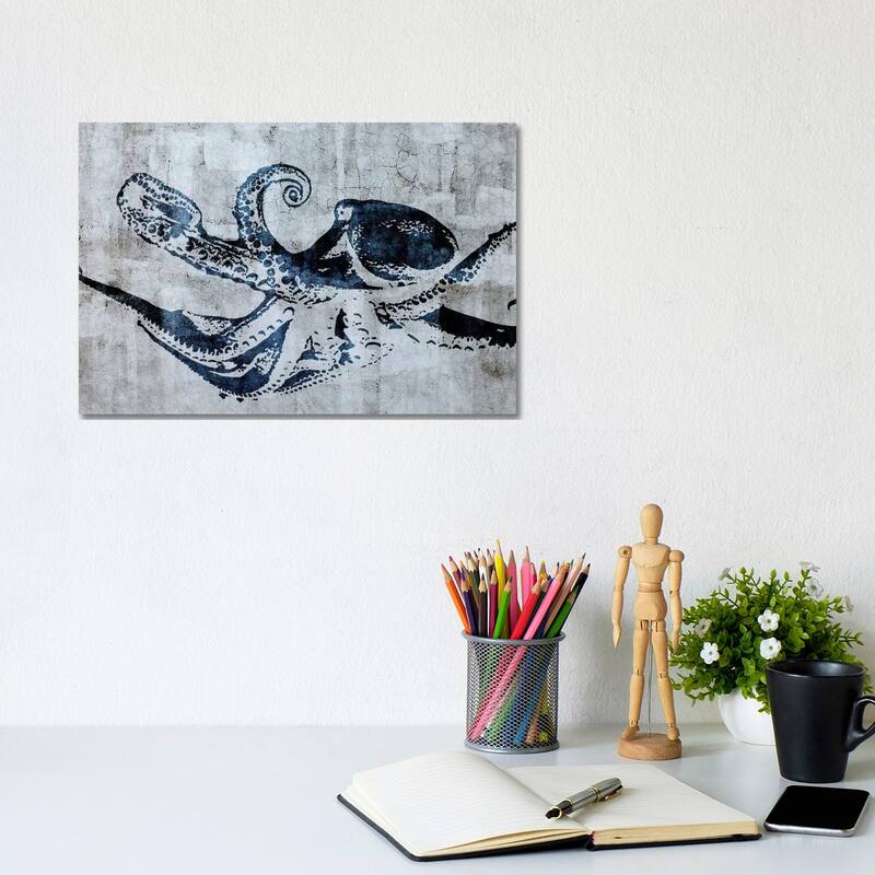 iCanvas "Stencil Street Art Octopus" by 5by5collective Canvas Print - 8x12x0.75