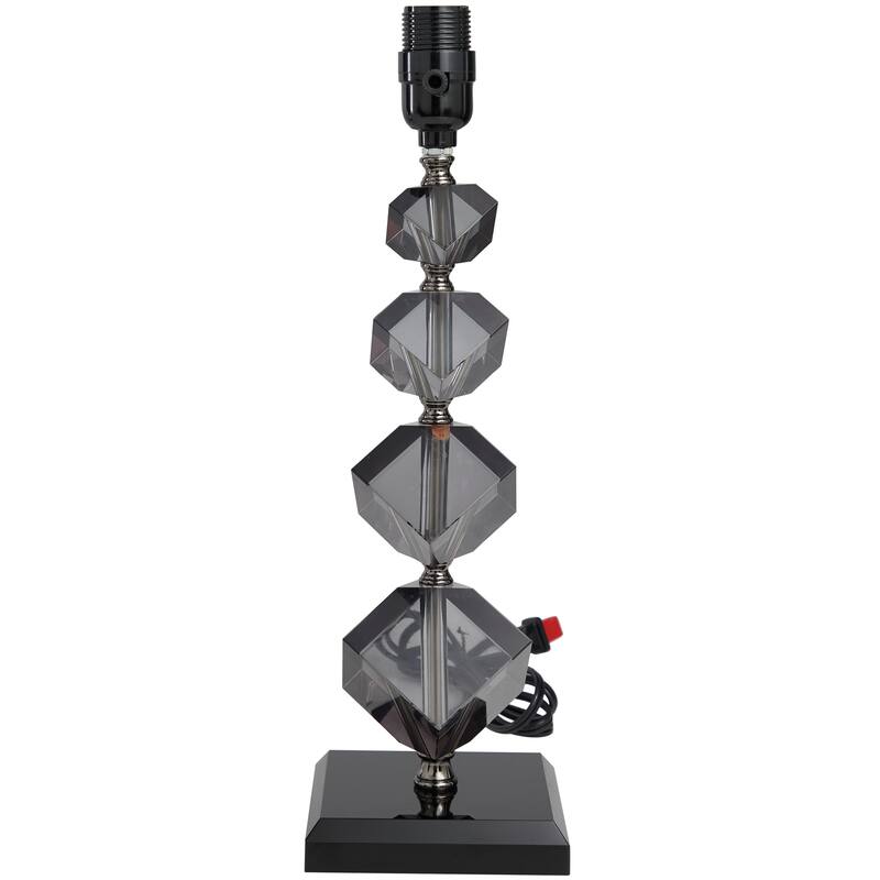 Black Crystal Geometric Diamond Inspired Room Table Lamp with Black Crystal Base