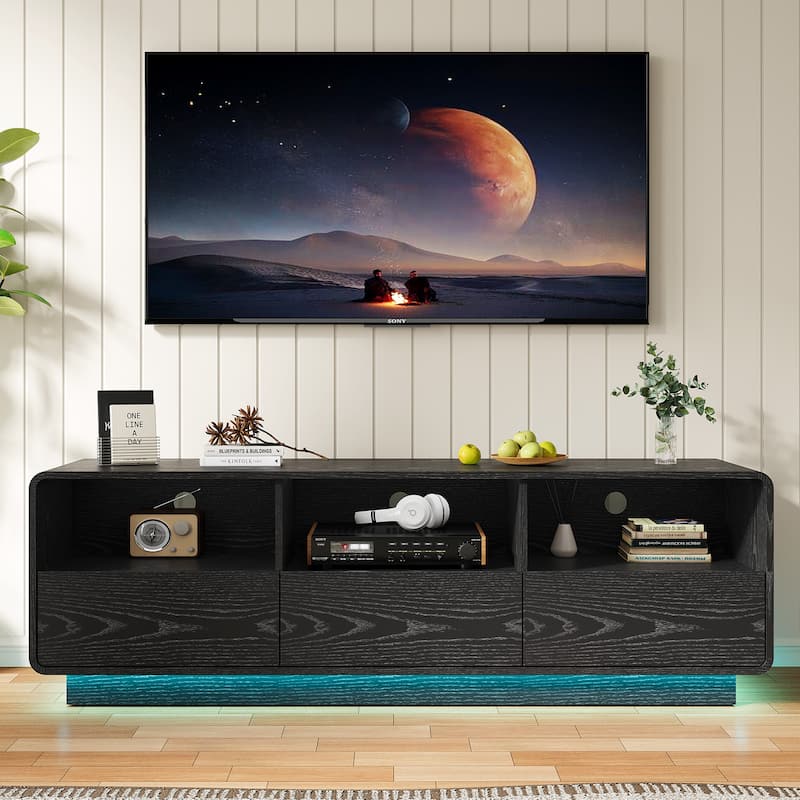 Modern 59-inch TV Stand with LED Lights & Storage