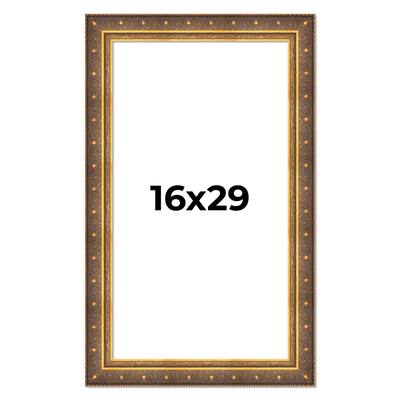 16x29 Frame Vintage Gold Solid Wood Picture Frame | 2.5 Inch Moulding