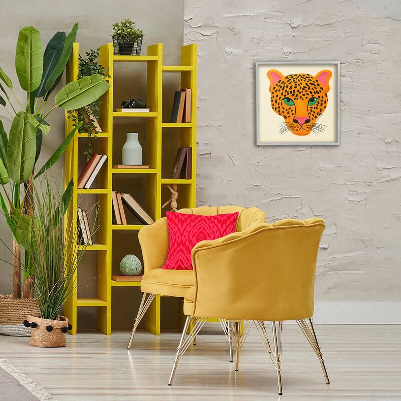 Stupell Modern Leopard Wildlife Face Framed Giclee Art Design By Carrie Cantwell