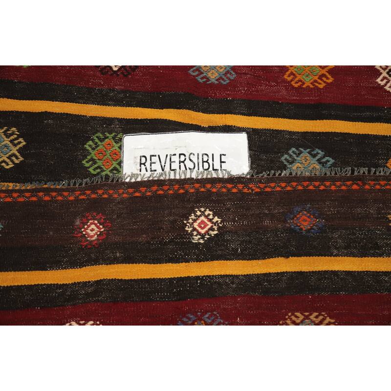 Hand Woven Oriental 100% Wool Carpet Southwestern Tribal Multi-Colored Kilim Area Rug - 11' 5'' X 5' 7''