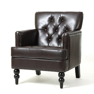 Malone Brown Leather Club Chair Christopher Knight