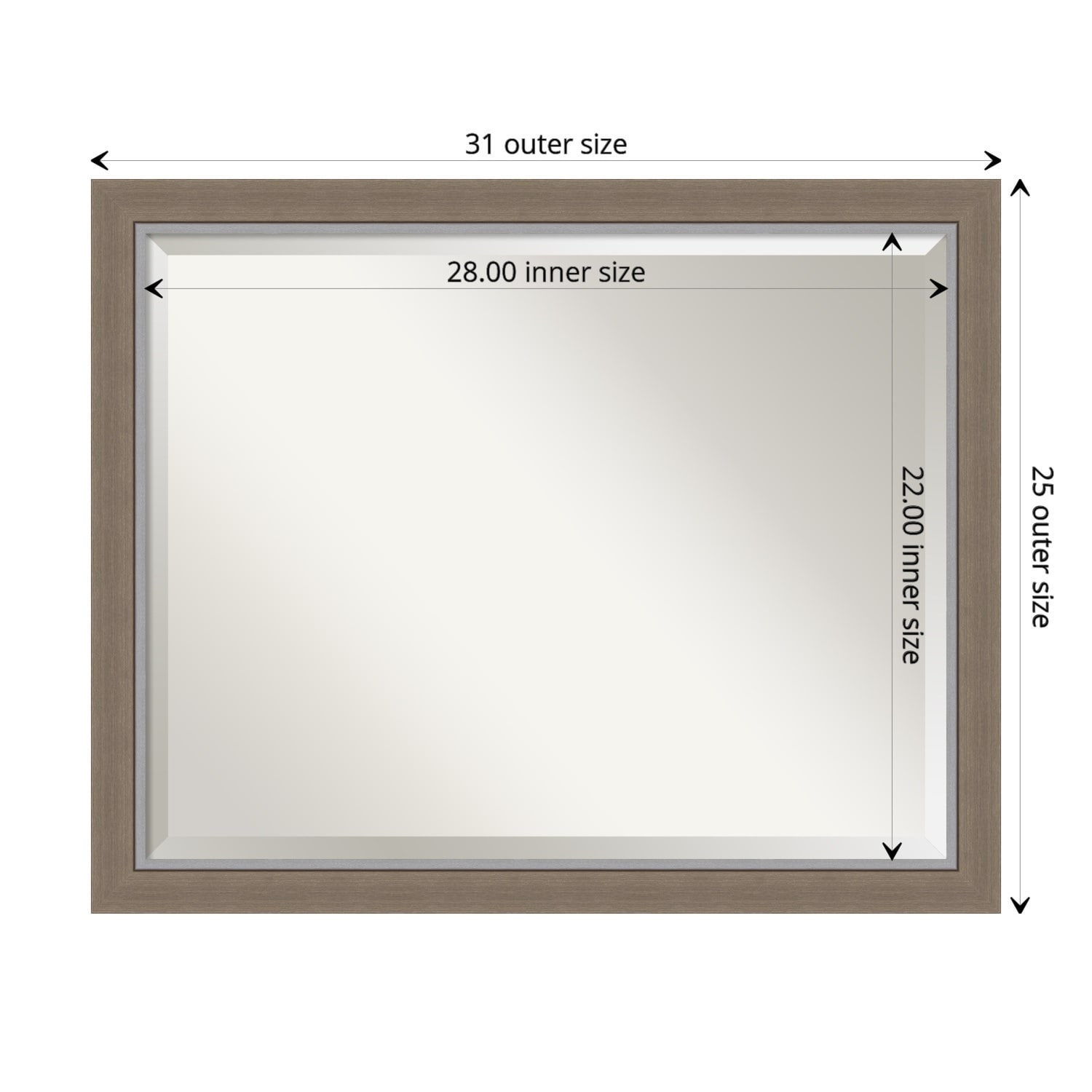 Beveled Bathroom Wall Mirror - Eva Narrow Frame